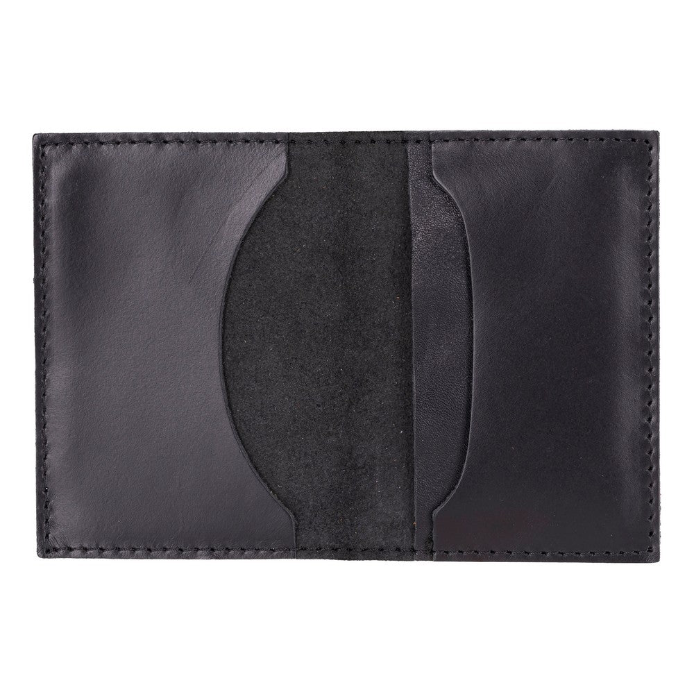Black leather cardholder on a white background