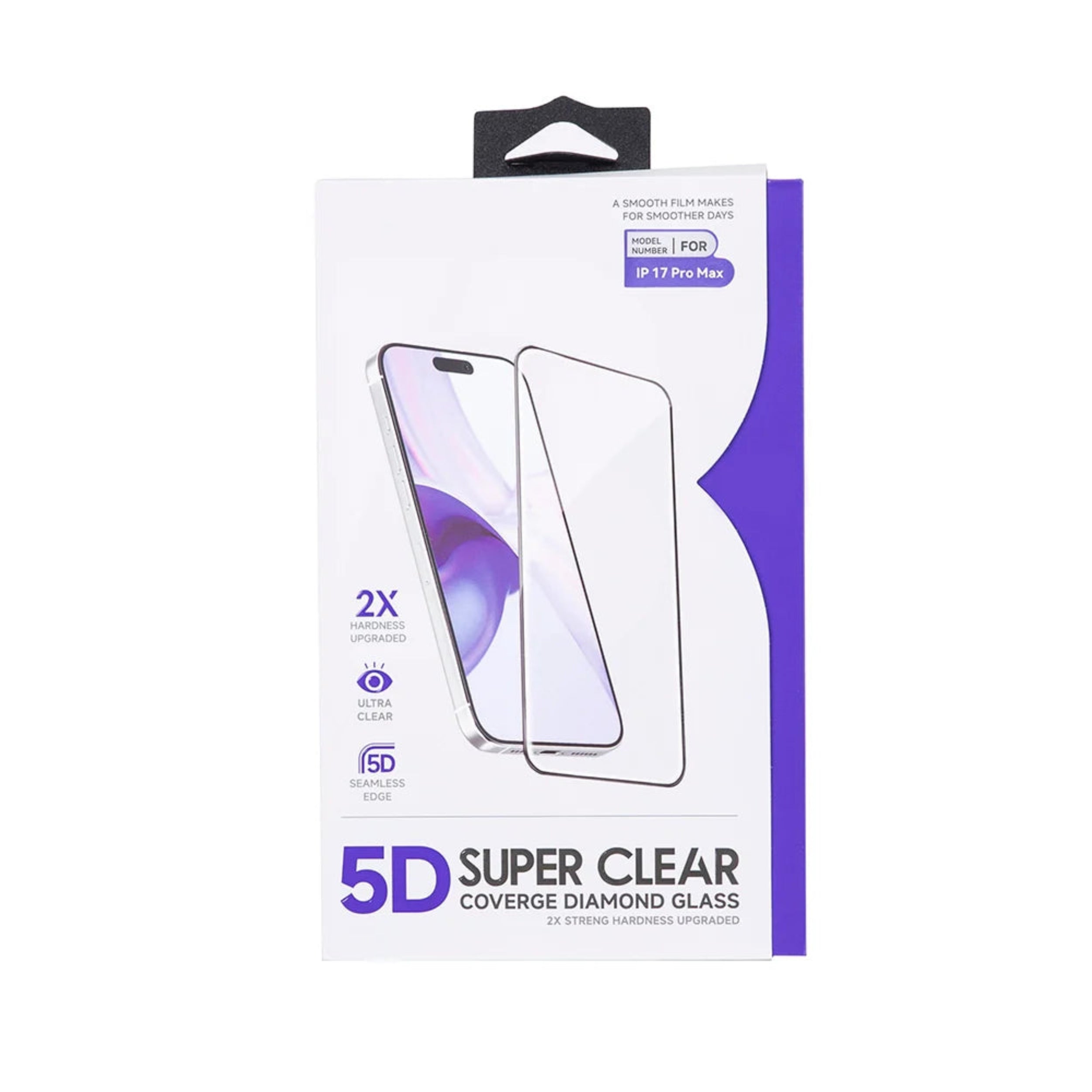 A retail box of two 5D super clear cover diamond glass screen protectors for an iPad Pro Max, shown on a plain white background.