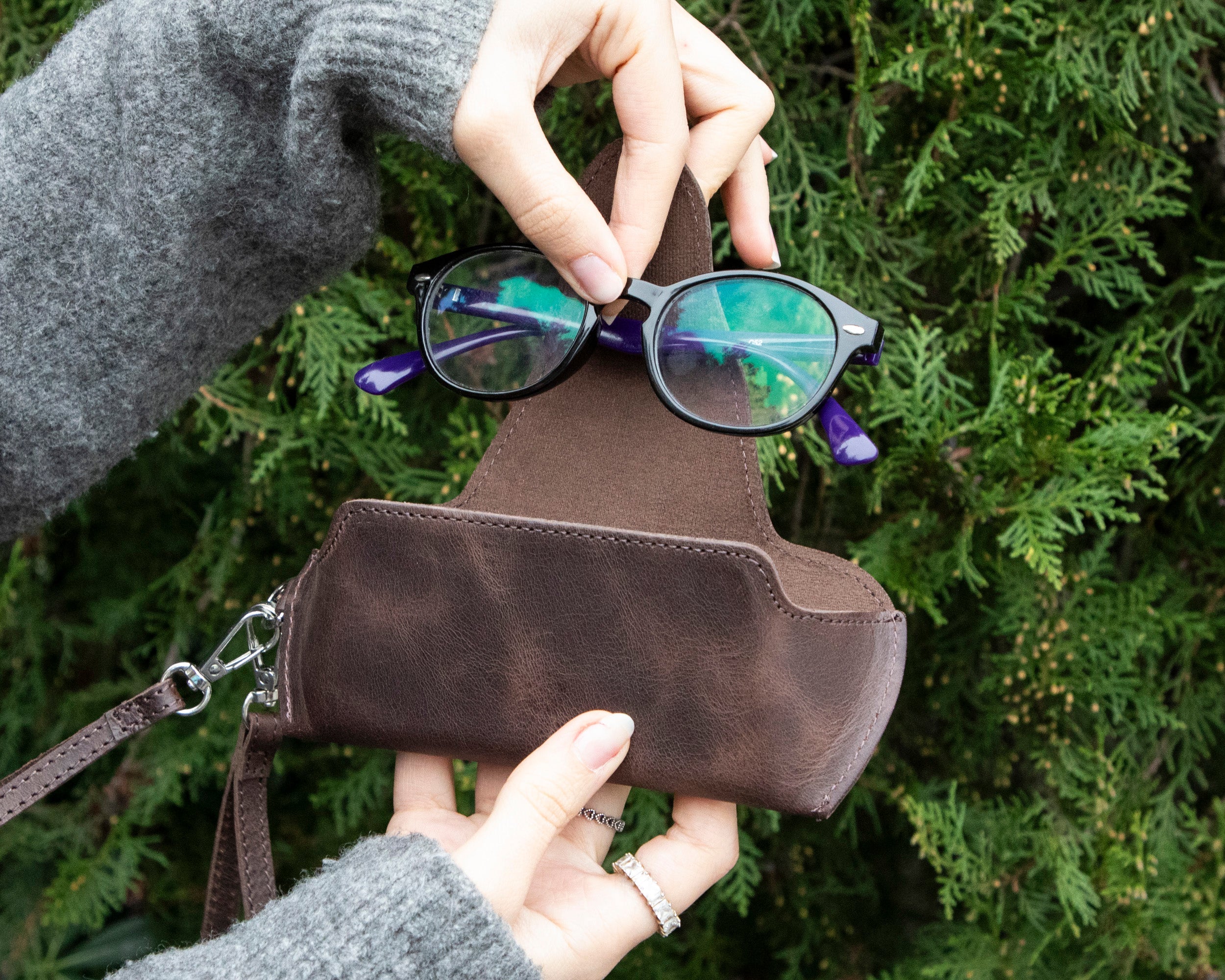 Étui à lunettes en cuir Riviera