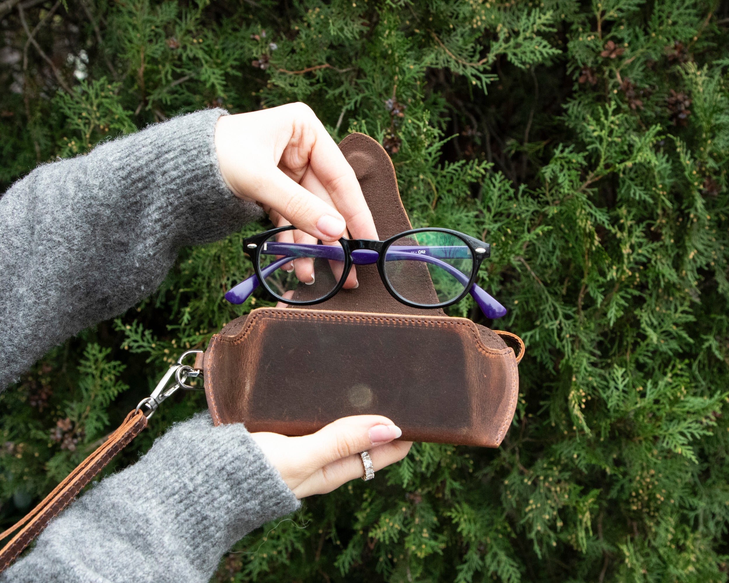 Étui à lunettes en cuir Riviera