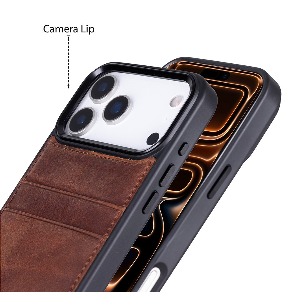 Étui en cuir avec porte-cartes pour iPhone 17 Pro (6.3")
