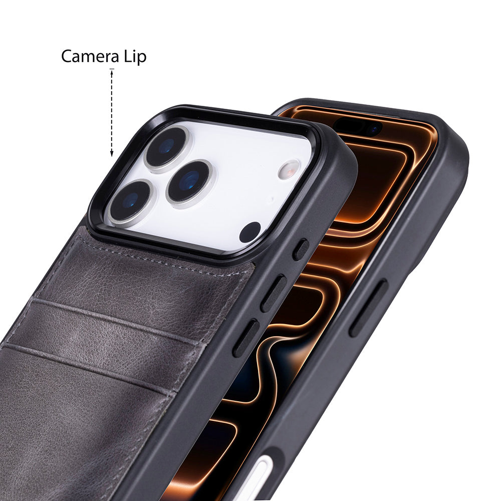 Étui en cuir avec porte-cartes pour iPhone 17 Pro (6.3")
