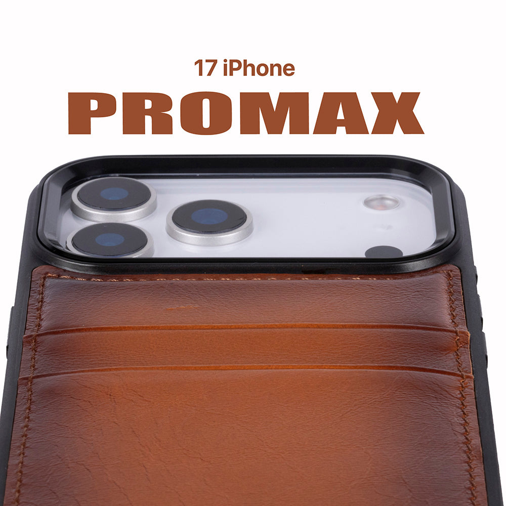 Étui en cuir avec porte-cartes pour iPhone 17 Pro Max (6.9")