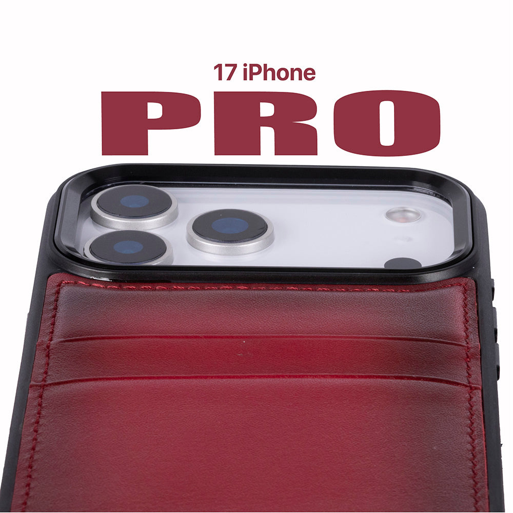 Étui en cuir avec porte-cartes pour iPhone 17 Pro (6.3")