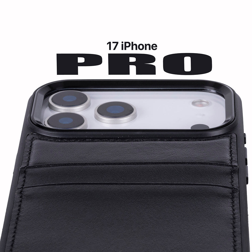 Étui en cuir avec porte-cartes pour iPhone 17 Pro (6.3")