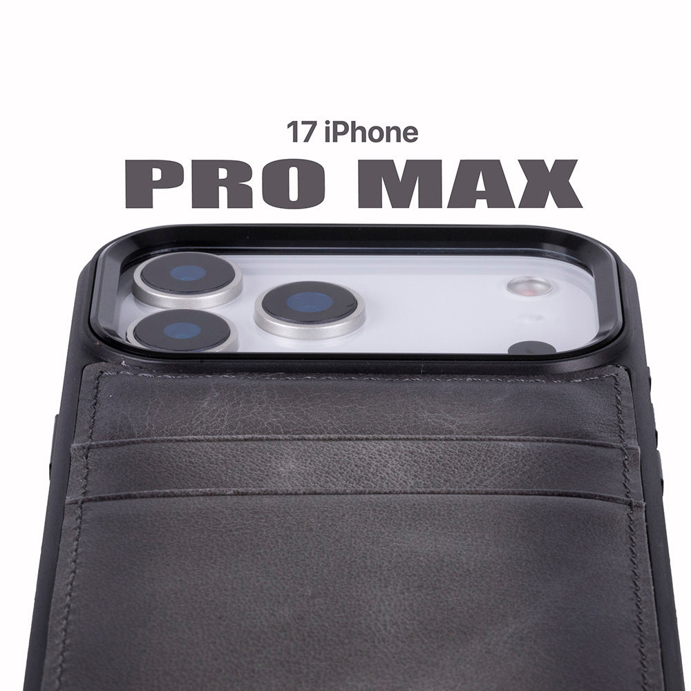 Étui en cuir avec porte-cartes pour iPhone 17 Pro Max (6.9")
