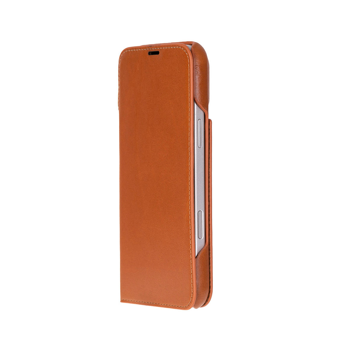 Brown leather iphone 17  case on a white background