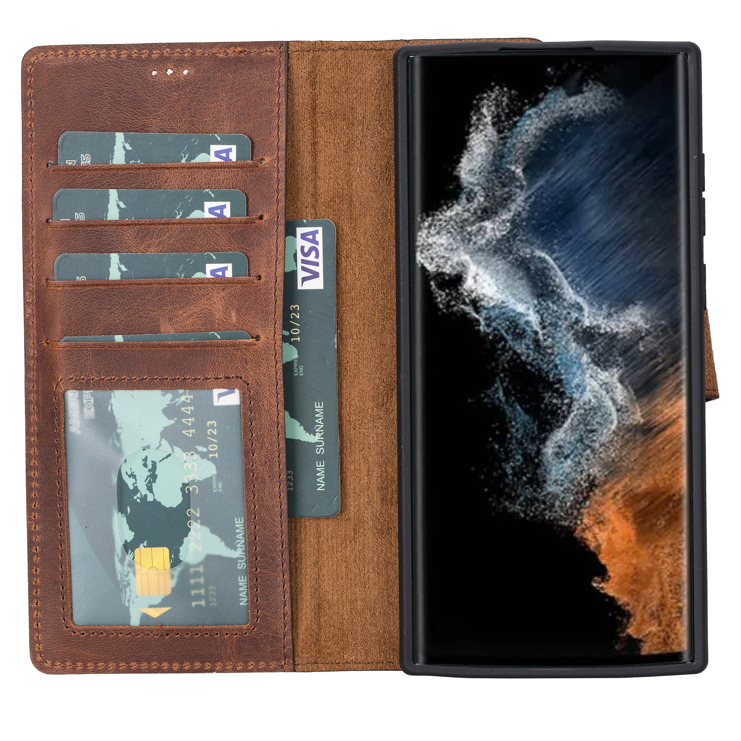 Étui portefeuille amovible en cuir Magic pour Samsung Galaxy S22 Ultra