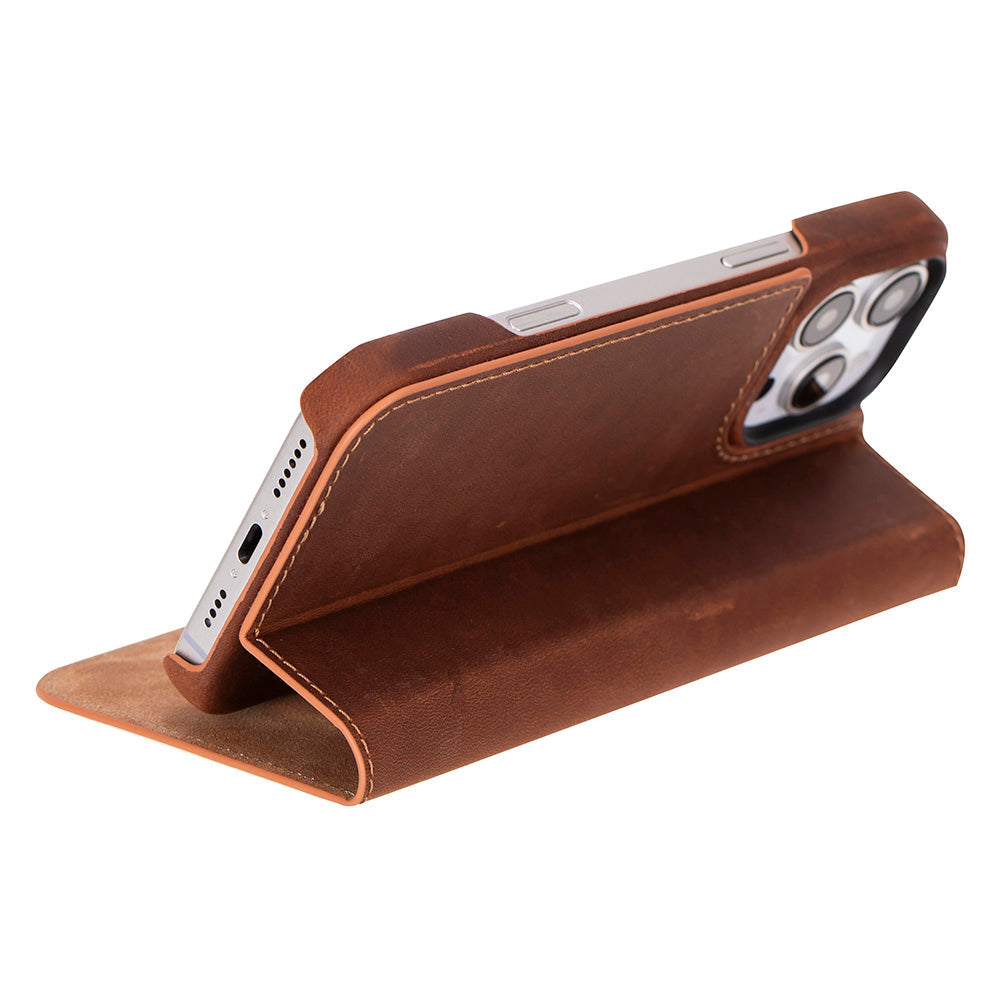 Étui portefeuille en cuir Sonat pour iPhone 16 Pro Max (6,9 po) - Marron antique