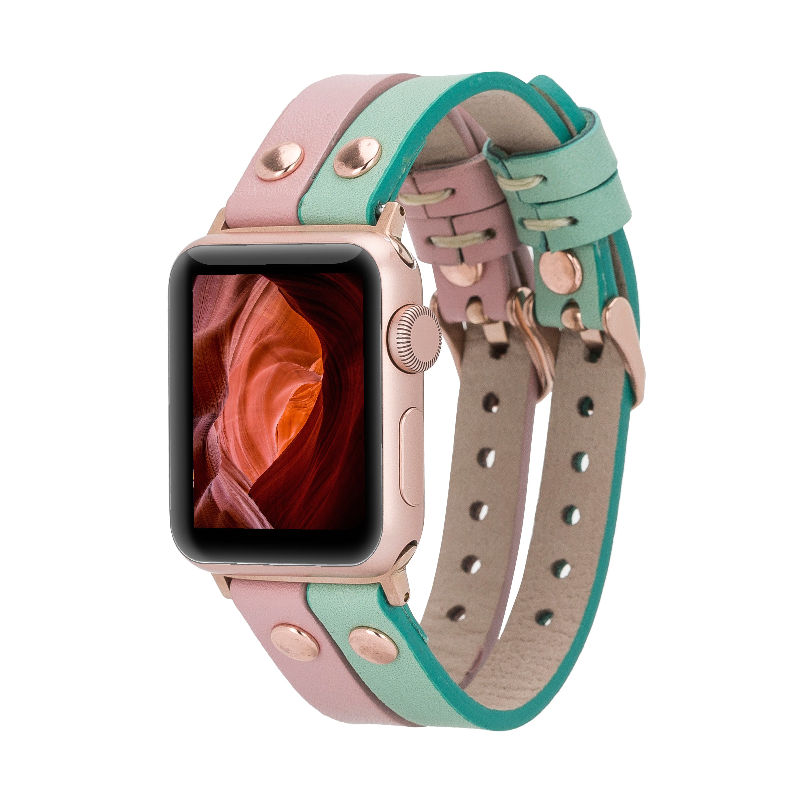 Pink Mint Apple iWatch Genuine Leather Watch Band
