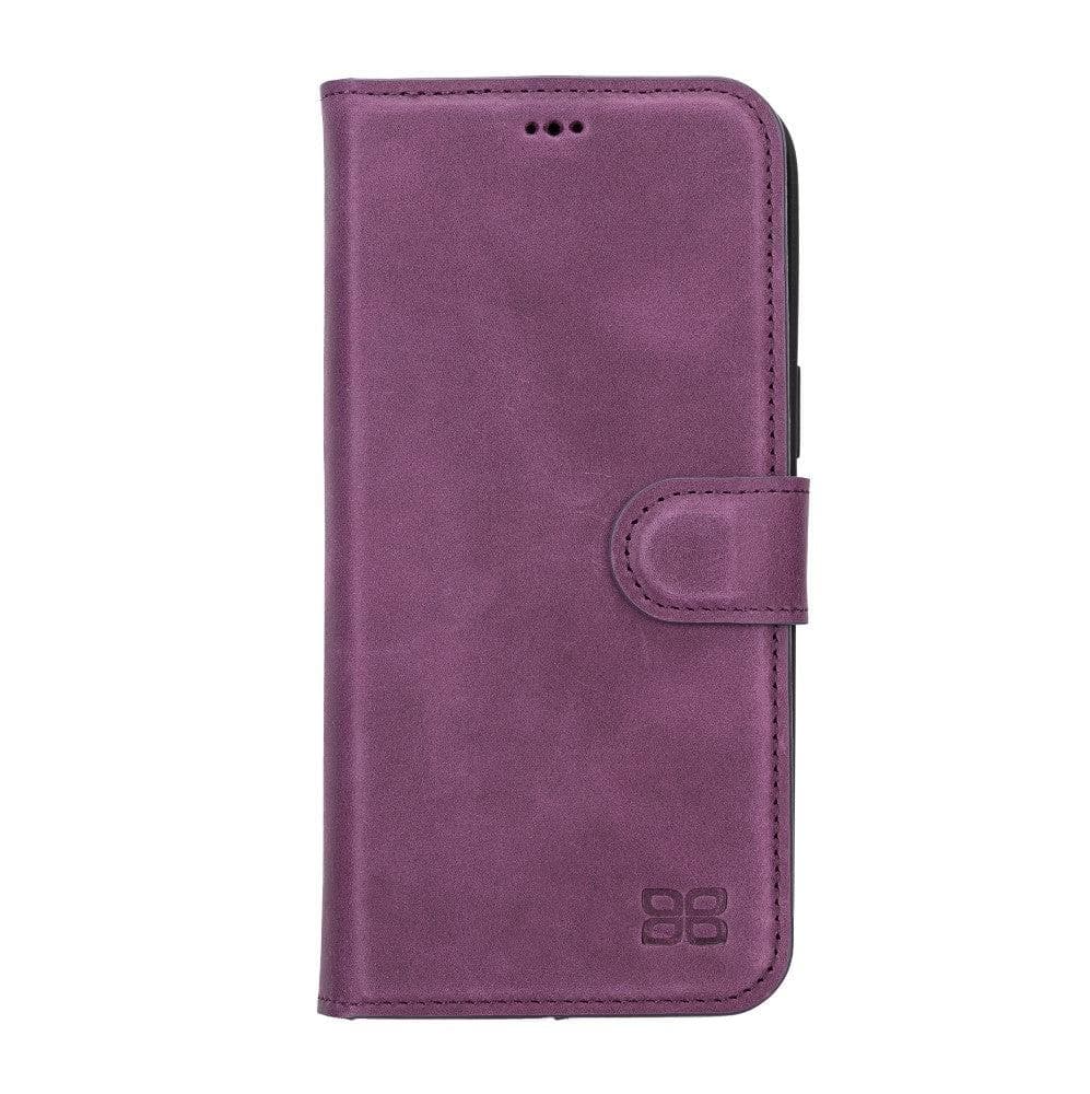 Magic iPhone 14 Series Detachable Darker Color Genuine Leather Wallet Case - MW