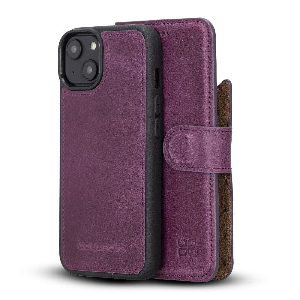 Magic iPhone 14 Series Detachable Darker Color Genuine Leather Wallet Case - MW