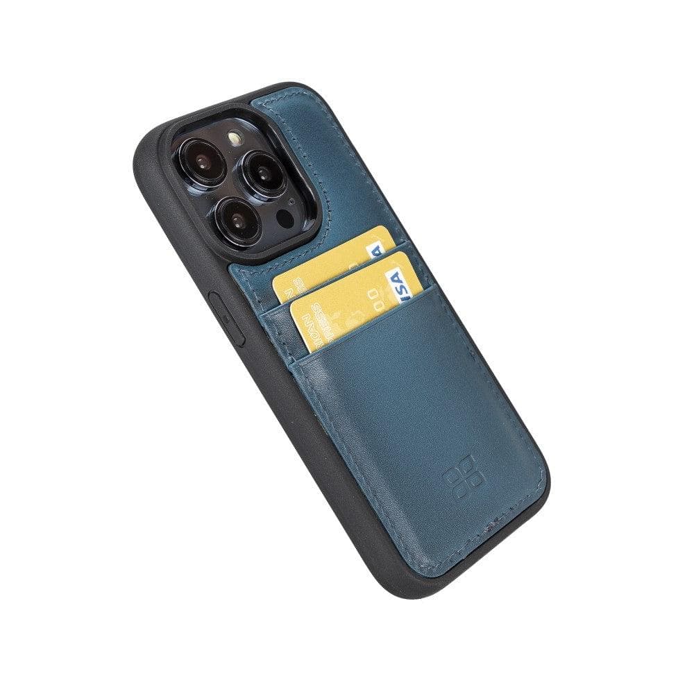 Étui arrière en cuir véritable à clipser pour iPhone 14 Pro (6,1") avec porte-cartes 