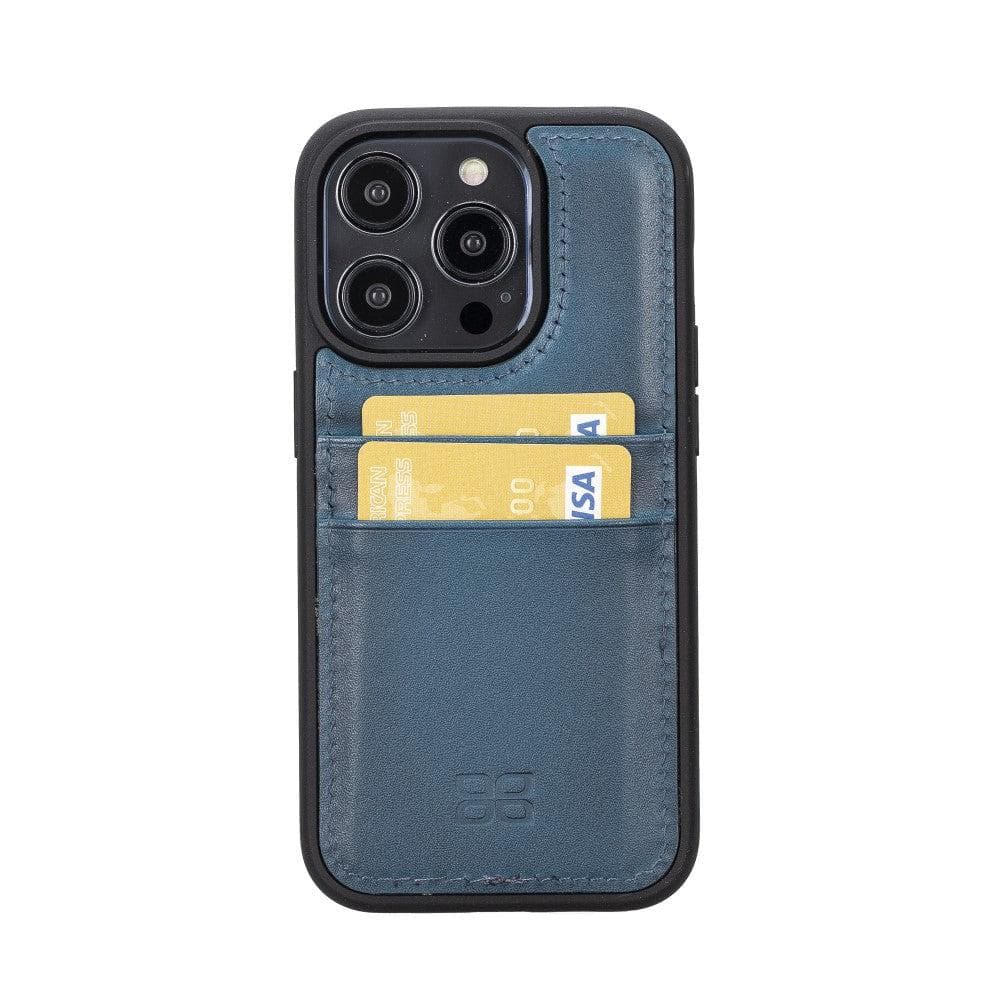 Étui arrière en cuir véritable à clipser pour iPhone 14 Pro (6,1") avec porte-cartes 