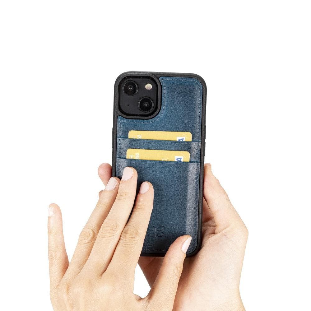 Étui arrière en cuir véritable à clipser pour iPhone 14 Pro (6,1") avec porte-cartes 