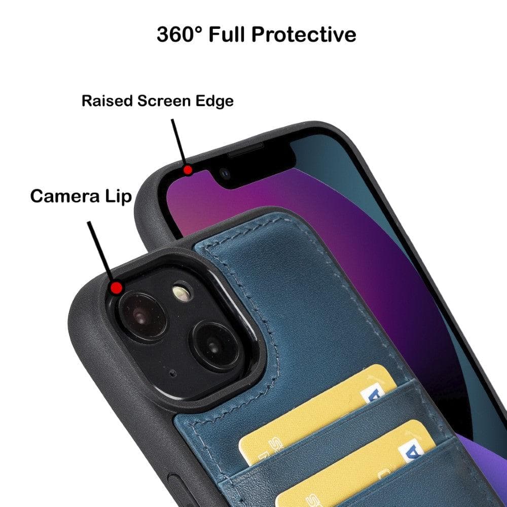 Étui arrière en cuir véritable à clipser pour iPhone 14 Pro (6,1") avec porte-cartes 