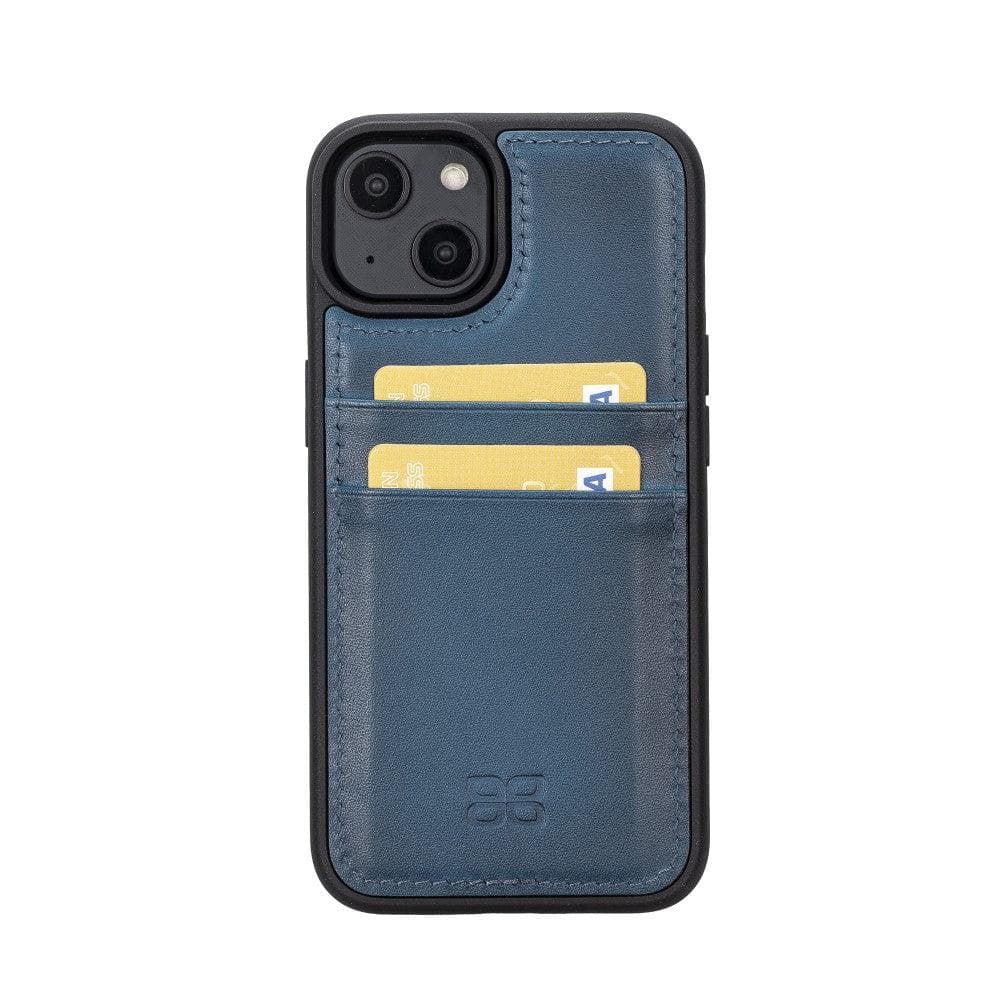 Étui arrière en cuir véritable à clipser pour iPhone 14 Pro (6,1") avec porte-cartes 