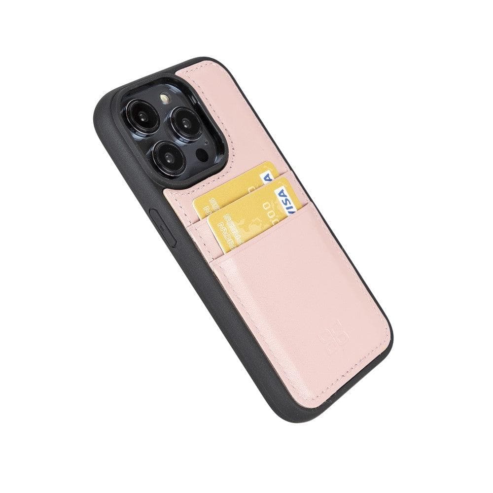 Étui arrière en cuir véritable à clipser pour iPhone 14 Pro (6,1") avec porte-cartes 
