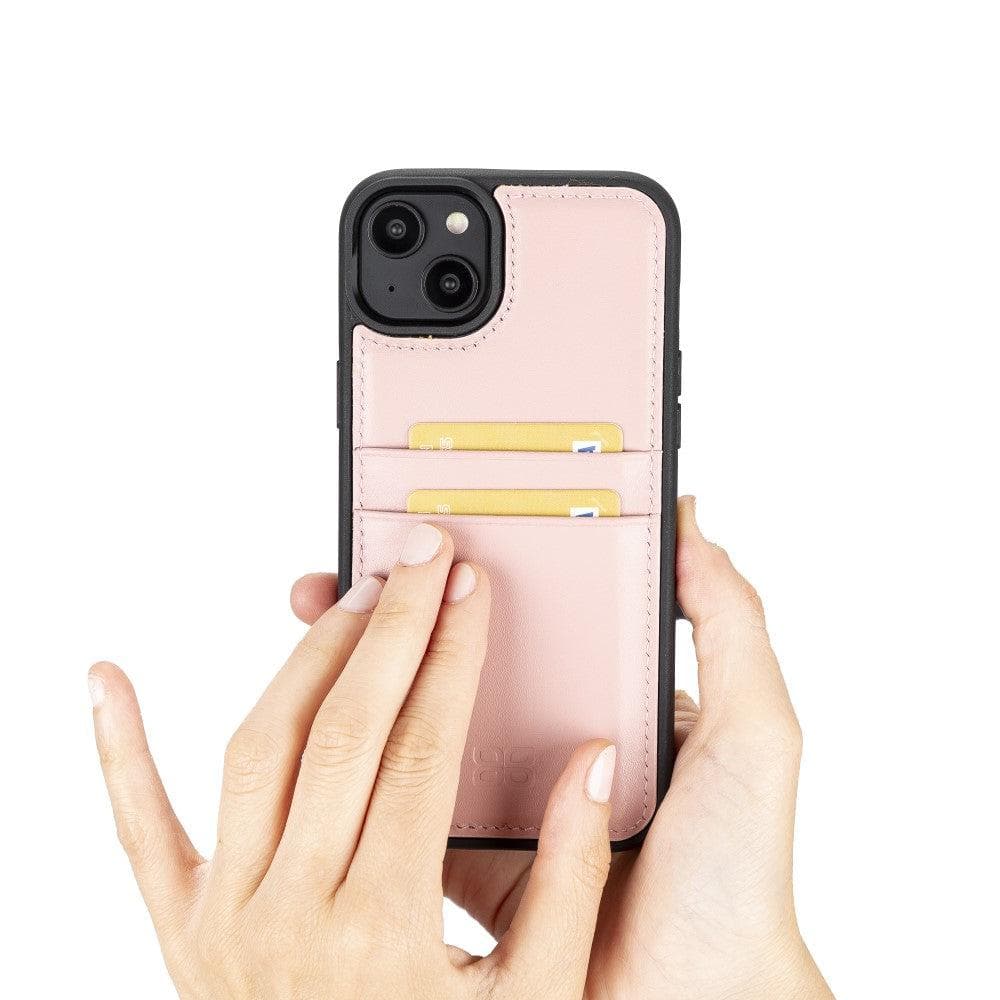 Étui arrière en cuir véritable à clipser pour iPhone 14 Pro (6,1") avec porte-cartes 