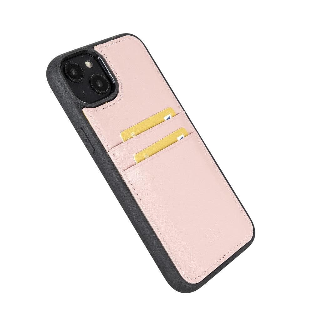 Étui arrière en cuir véritable à clipser pour iPhone 14 Pro (6,1") avec porte-cartes 
