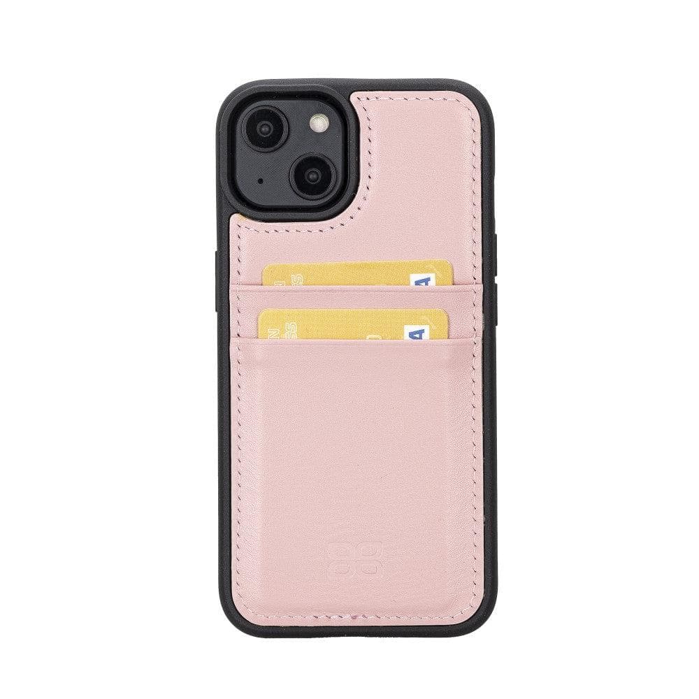 Étui arrière en cuir véritable à clipser pour iPhone 14 Pro (6,1") avec porte-cartes 