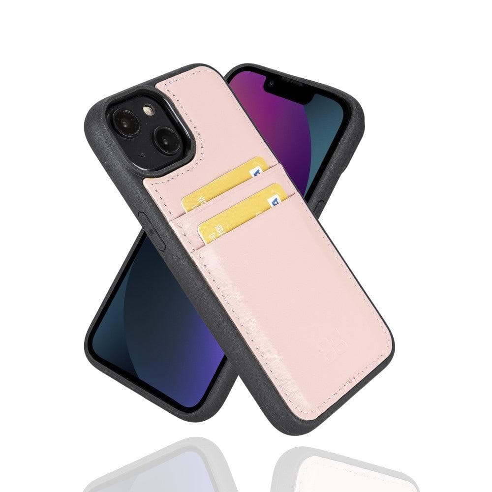 Étui arrière en cuir véritable à clipser pour iPhone 14 Pro (6,1") avec porte-cartes 
