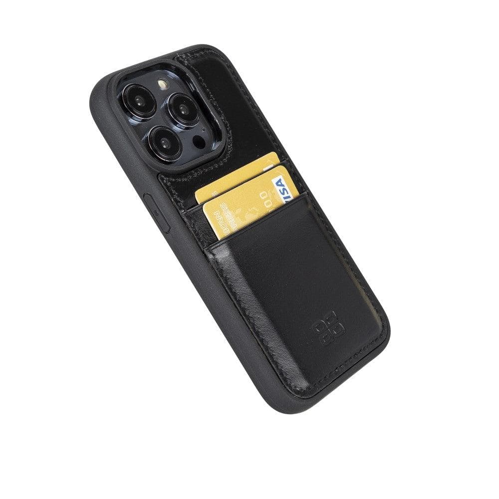 Étui arrière en cuir véritable à clipser pour iPhone 14 Pro (6,1") avec porte-cartes 