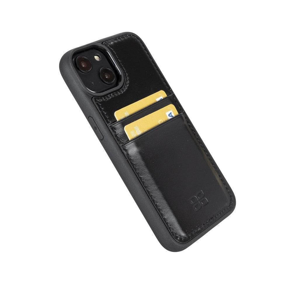 Étui arrière en cuir véritable à clipser pour iPhone 14 Pro (6,1") avec porte-cartes 