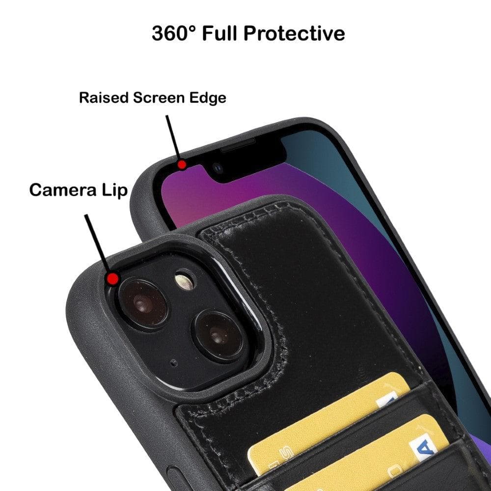 Étui arrière en cuir véritable à clipser pour iPhone 14 Pro (6,1") avec porte-cartes 