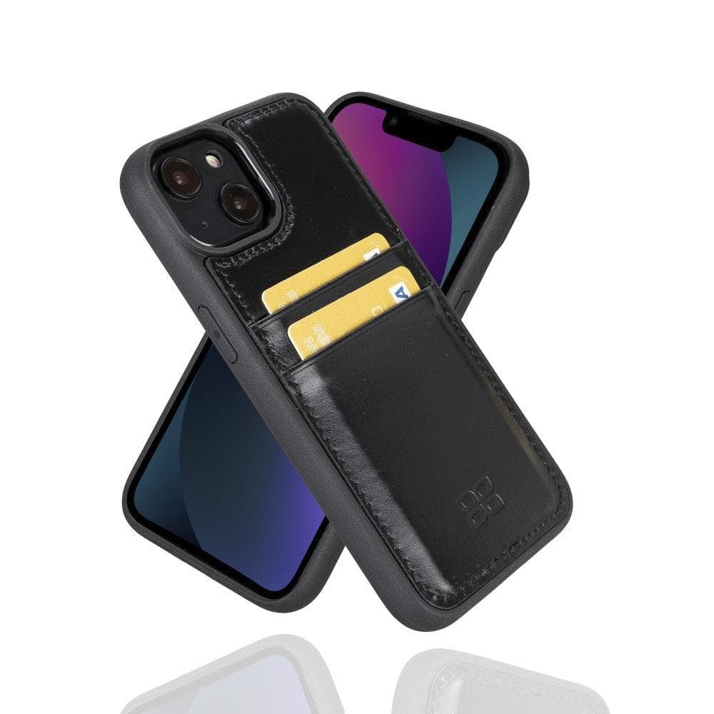 Étui arrière en cuir véritable à clipser pour iPhone 14 Pro (6,1") avec porte-cartes 