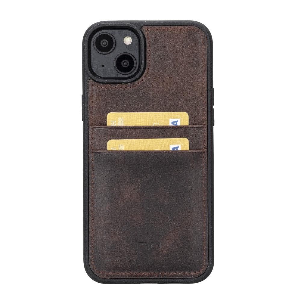 Étui arrière en cuir véritable à clipser pour iPhone 14 Pro (6,1") avec porte-cartes 