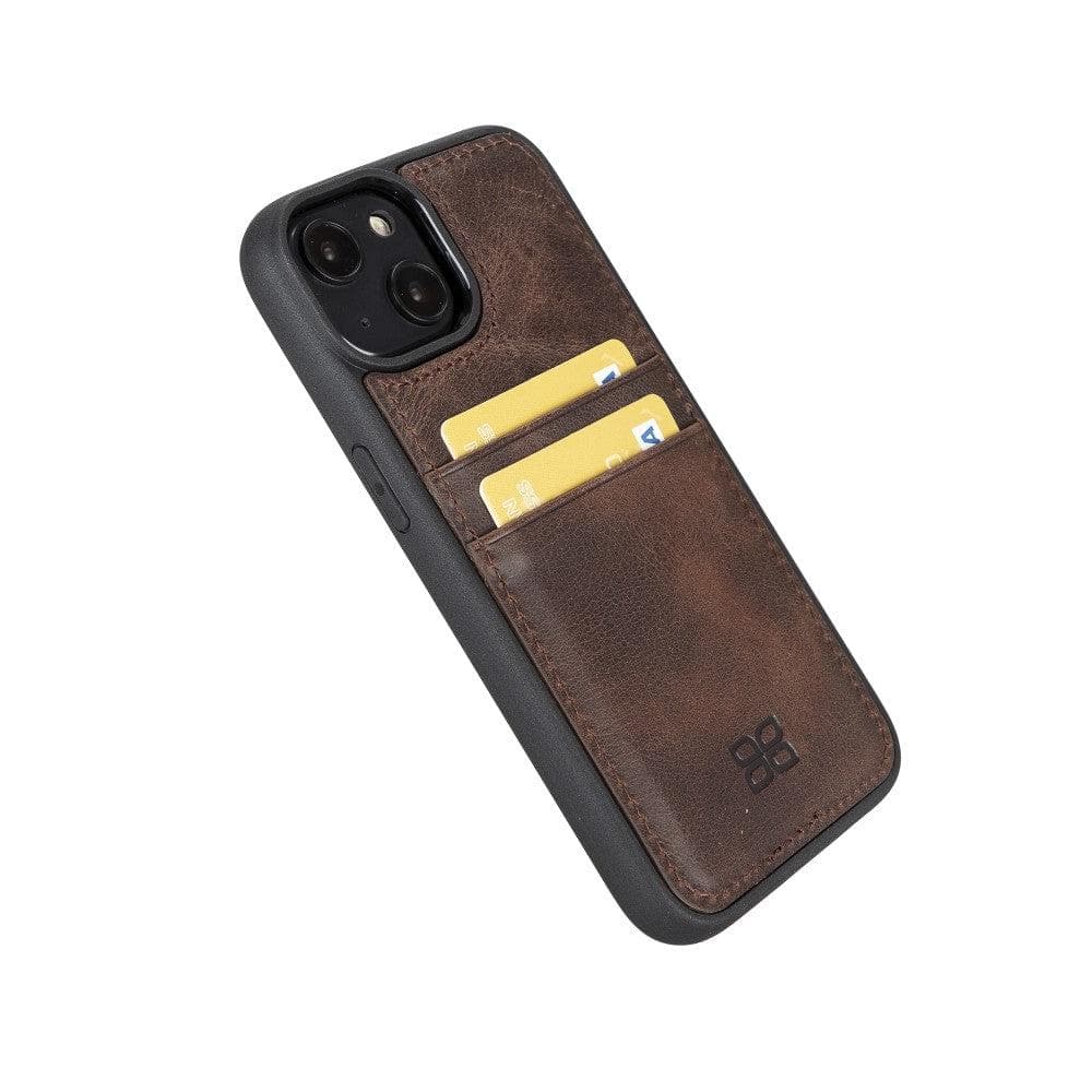 Étui arrière en cuir véritable à clipser pour iPhone 14 Pro (6,1") avec porte-cartes 