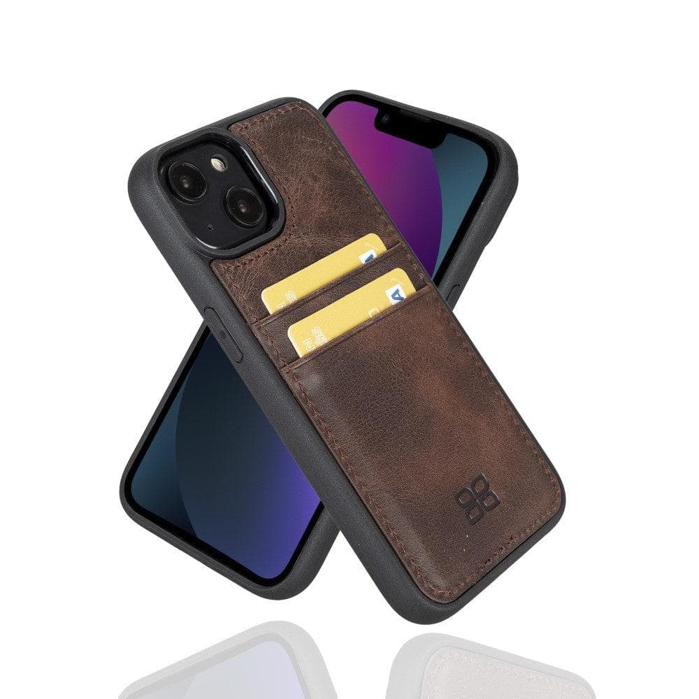 Étui arrière en cuir véritable à clipser pour iPhone 14 Pro (6,1") avec porte-cartes 