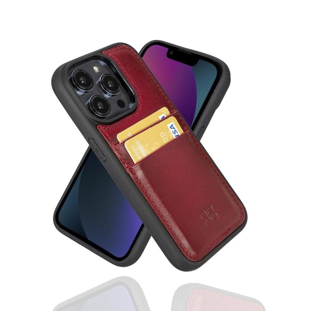 Étui arrière en cuir véritable à clipser pour iPhone 14 Pro (6,1") avec porte-cartes 