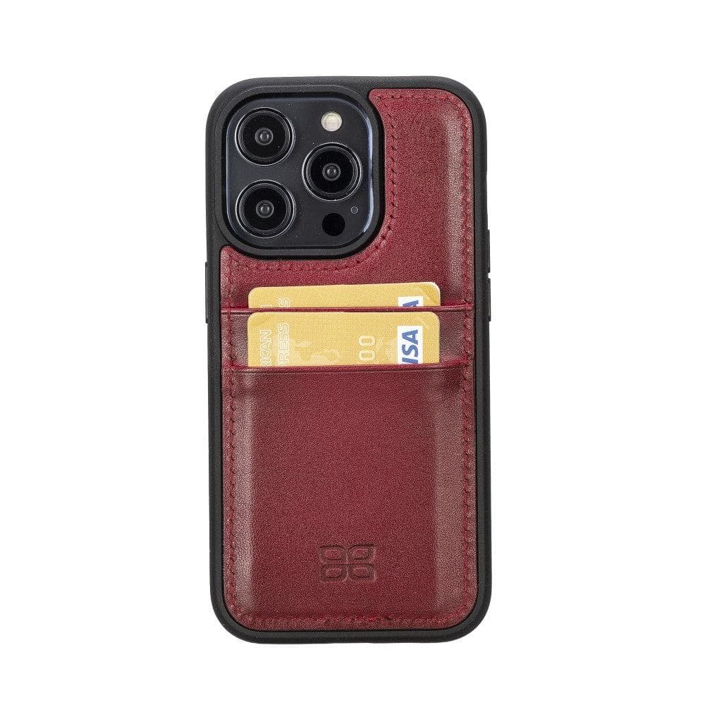 Étui arrière en cuir véritable à clipser pour iPhone 14 Pro (6,1") avec porte-cartes 