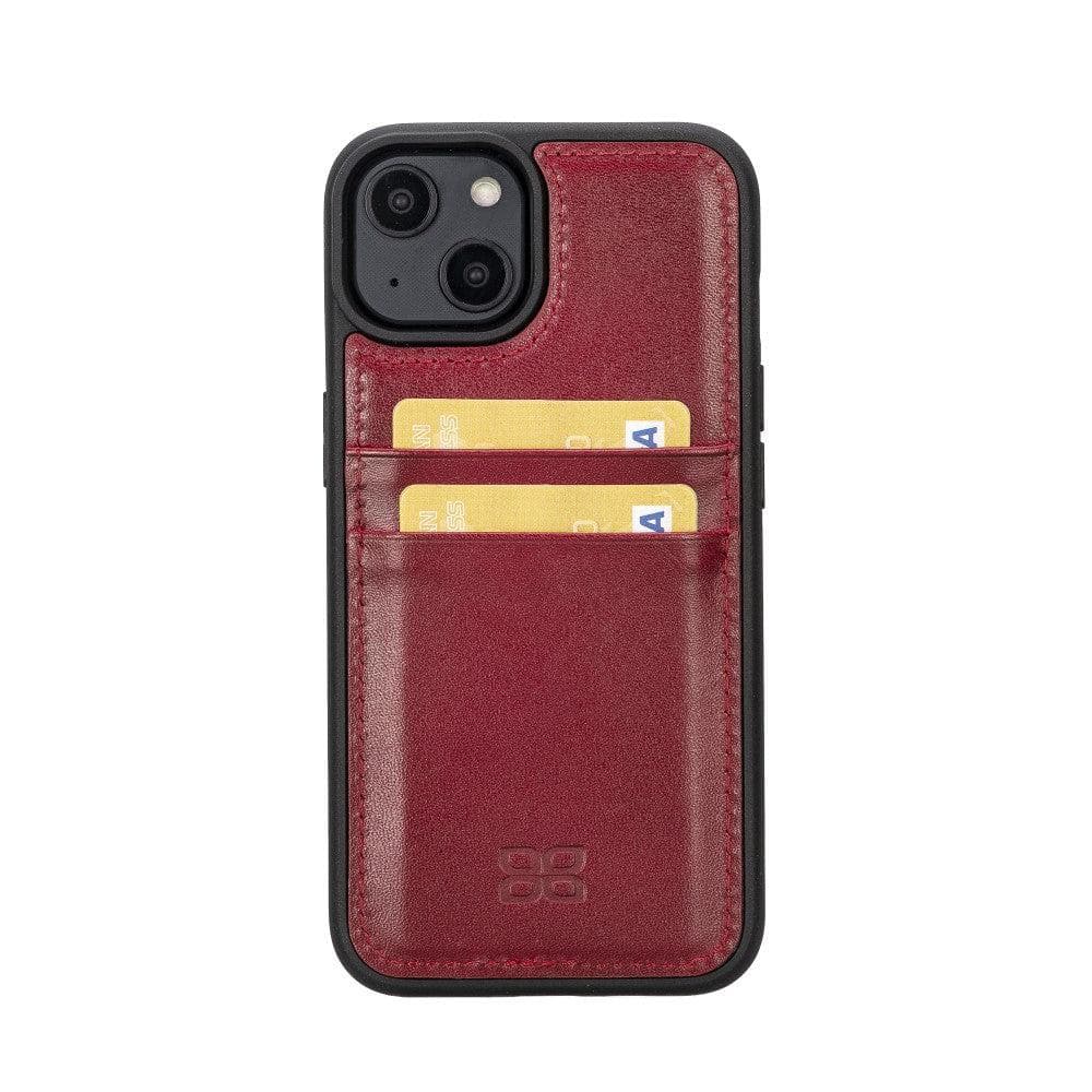 Étui arrière en cuir véritable à clipser pour iPhone 14 Pro (6,1") avec porte-cartes 