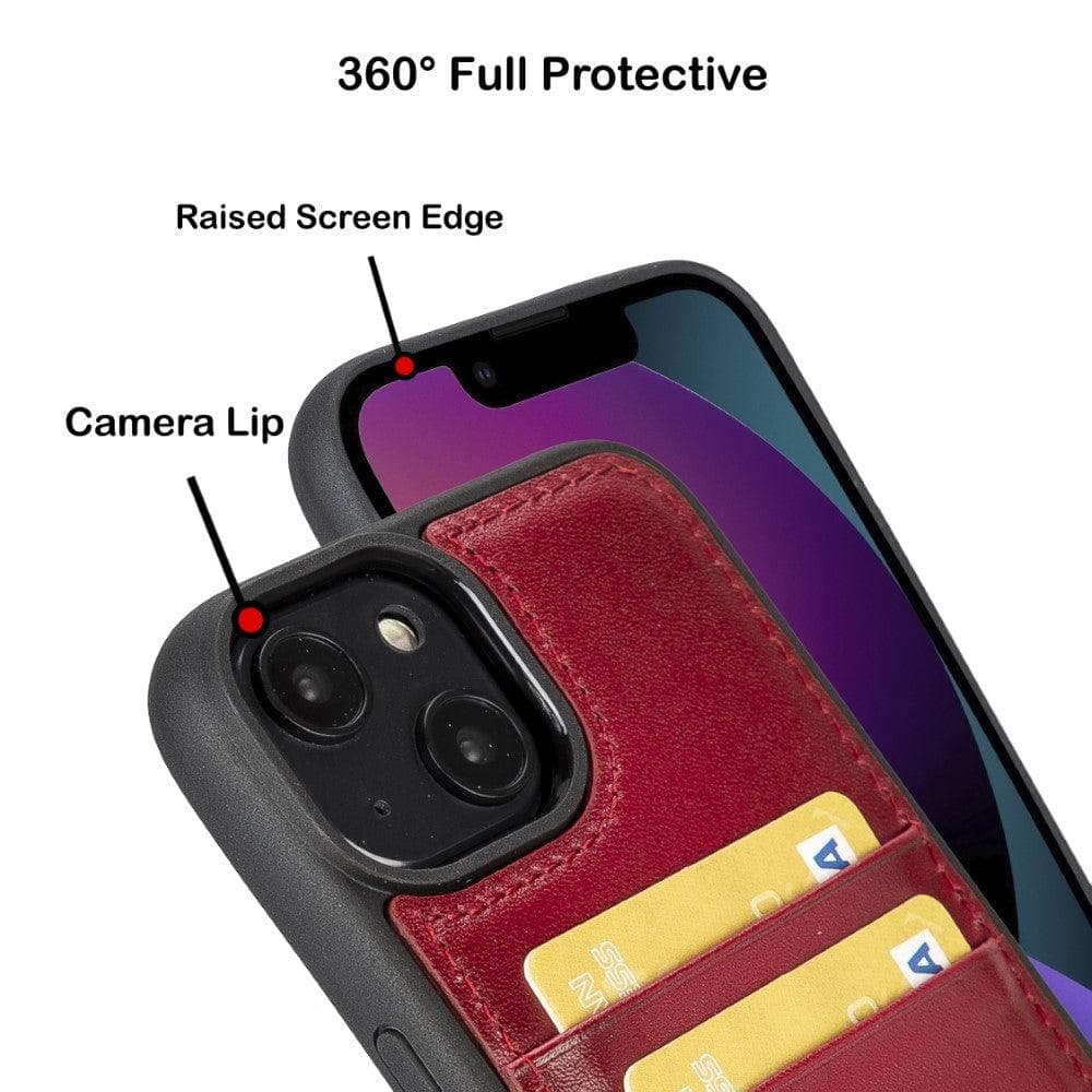 Étui arrière en cuir véritable à clipser pour iPhone 14 Pro (6,1") avec porte-cartes 