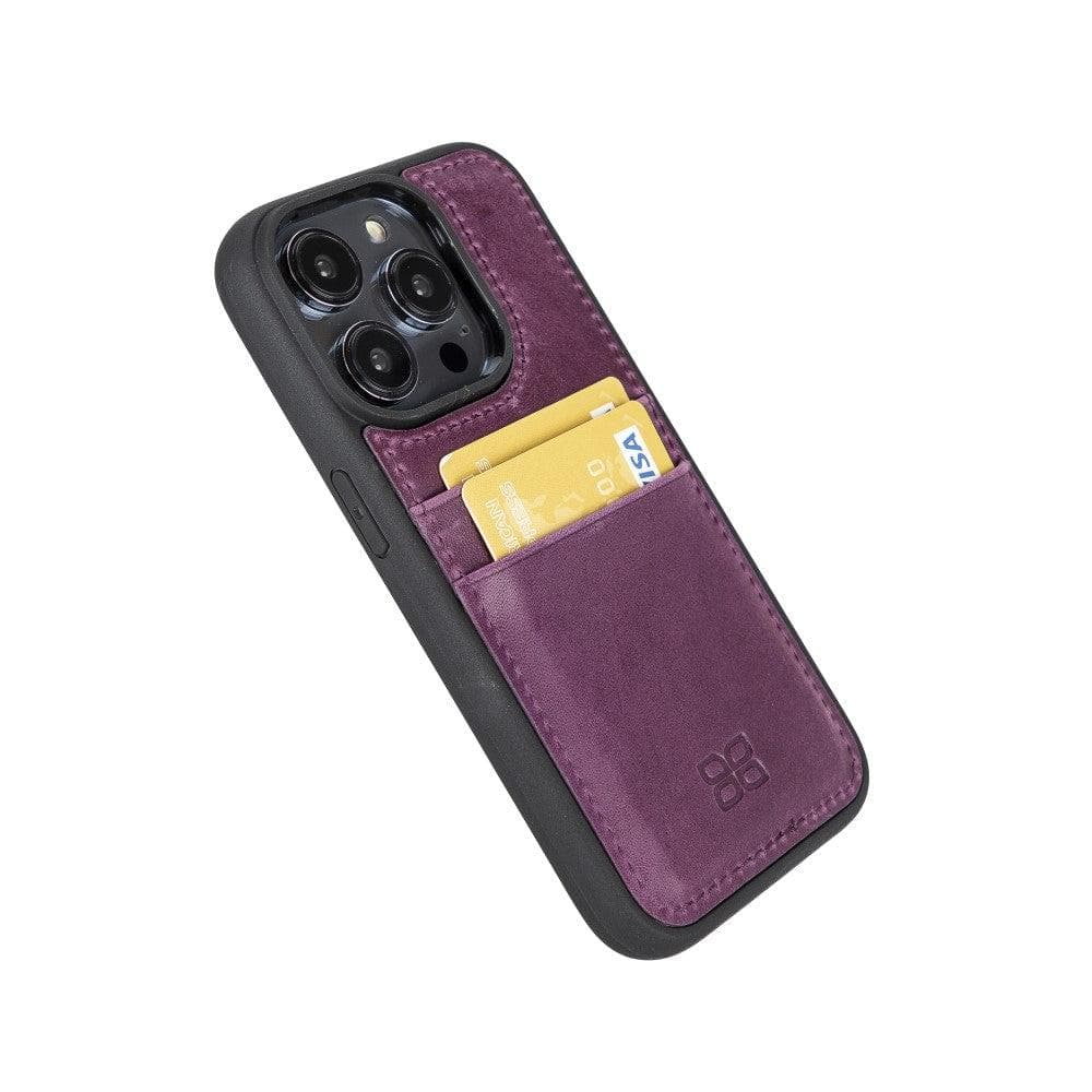 Étui arrière en cuir véritable à clipser pour iPhone 14 Pro (6,1") avec porte-cartes 
