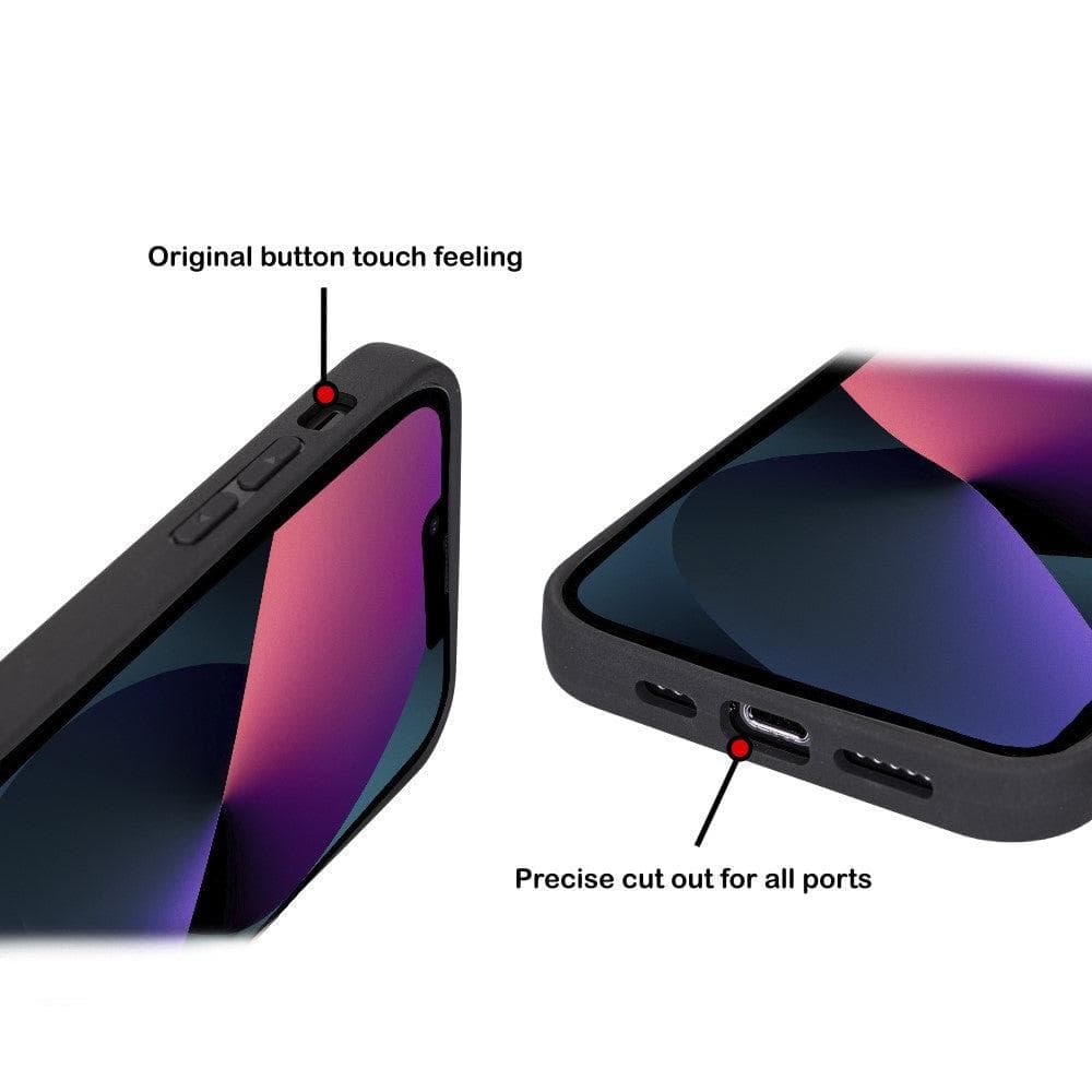 Étui arrière en cuir véritable à clipser pour iPhone 14 Pro (6,1") avec porte-cartes 