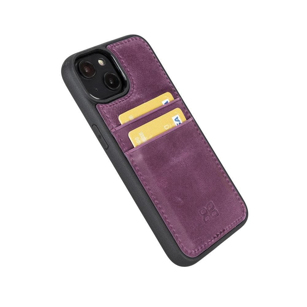 Étui arrière en cuir véritable à clipser pour iPhone 14 Pro (6,1") avec porte-cartes 