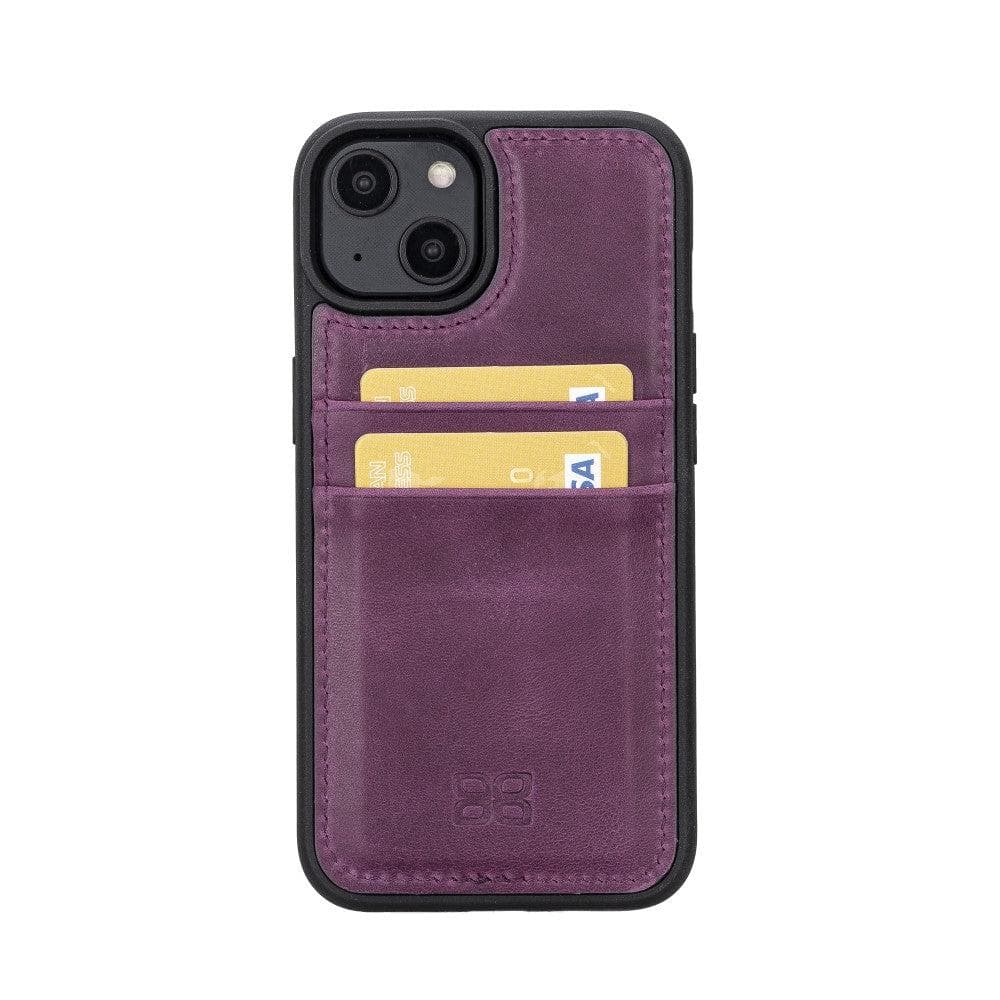 Étui arrière en cuir véritable à clipser pour iPhone 14 Pro (6,1") avec porte-cartes 