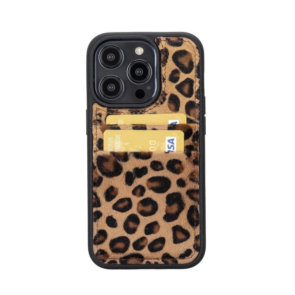 Étui arrière en cuir véritable à clipser pour iPhone 14 Pro (6,1") avec porte-cartes 