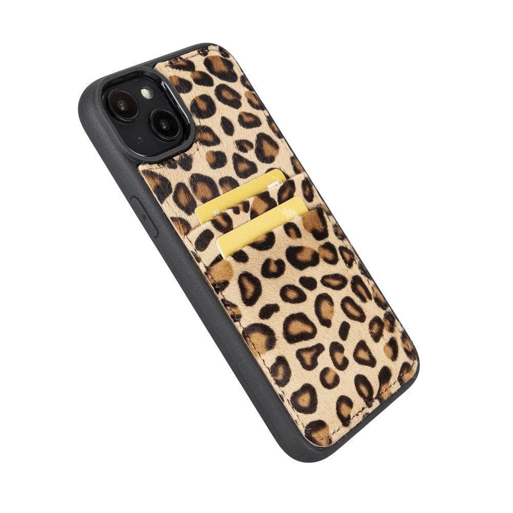 Étui arrière en cuir véritable à clipser pour iPhone 14 Pro (6,1") avec porte-cartes 