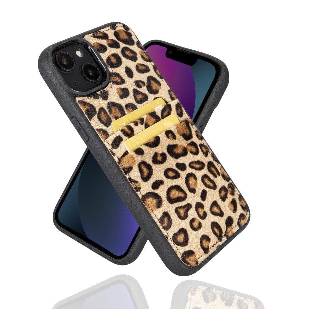 Étui arrière en cuir véritable à clipser pour iPhone 14 Pro (6,1") avec porte-cartes 