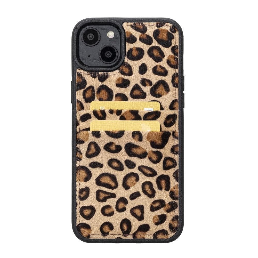 Étui arrière en cuir véritable à clipser pour iPhone 14 Pro (6,1") avec porte-cartes 