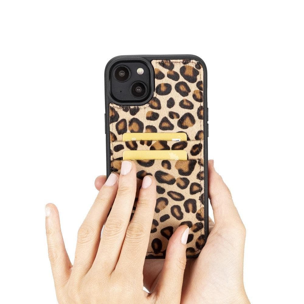 Étui arrière en cuir véritable à clipser pour iPhone 14 Pro (6,1") avec porte-cartes 