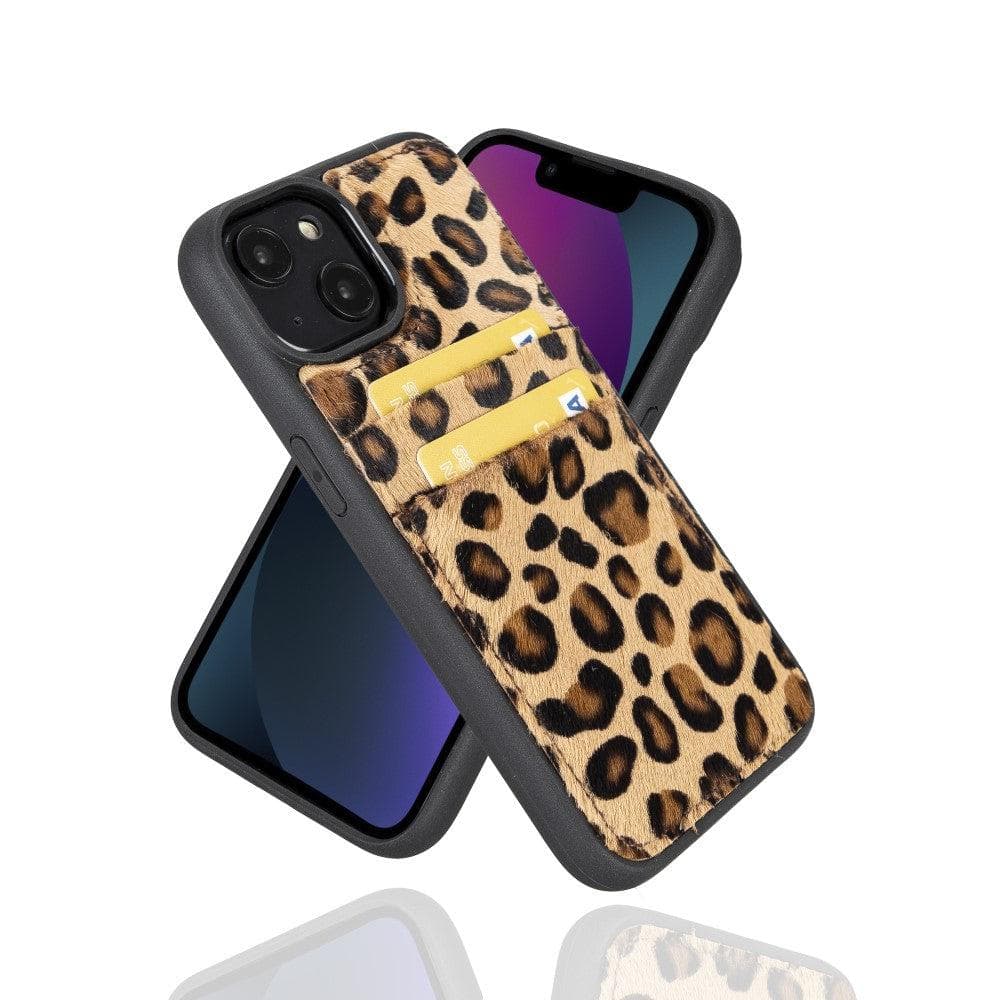 Étui arrière en cuir véritable à clipser pour iPhone 14 Pro (6,1") avec porte-cartes 