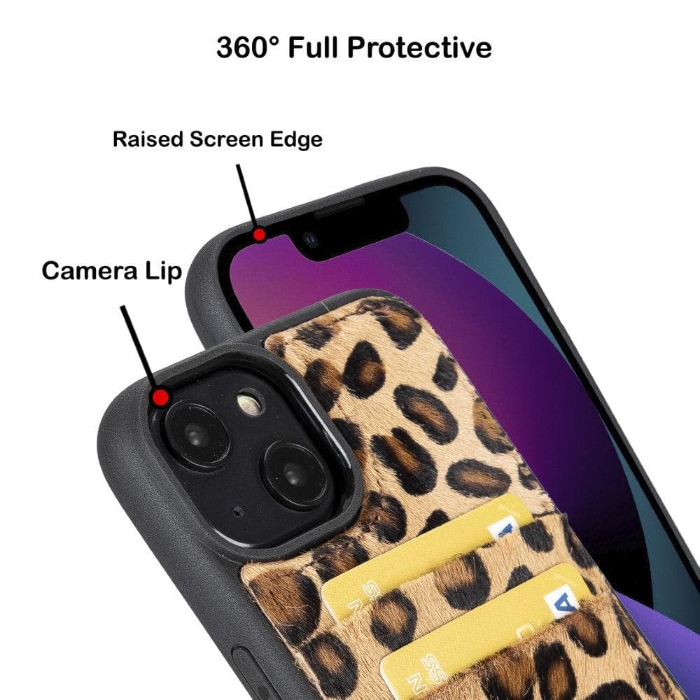 Étui arrière en cuir véritable à clipser pour iPhone 14 Pro (6,1") avec porte-cartes 