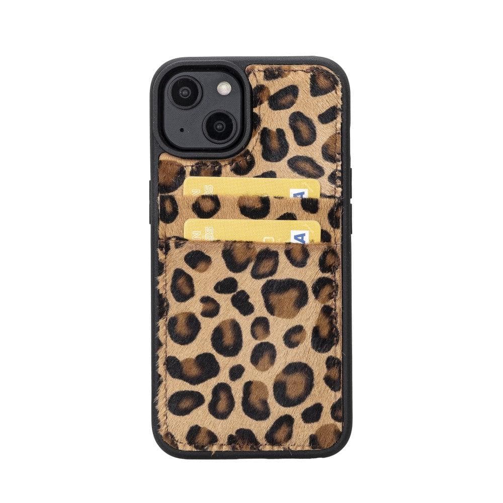 Étui arrière en cuir véritable à clipser pour iPhone 14 Pro (6,1") avec porte-cartes 
