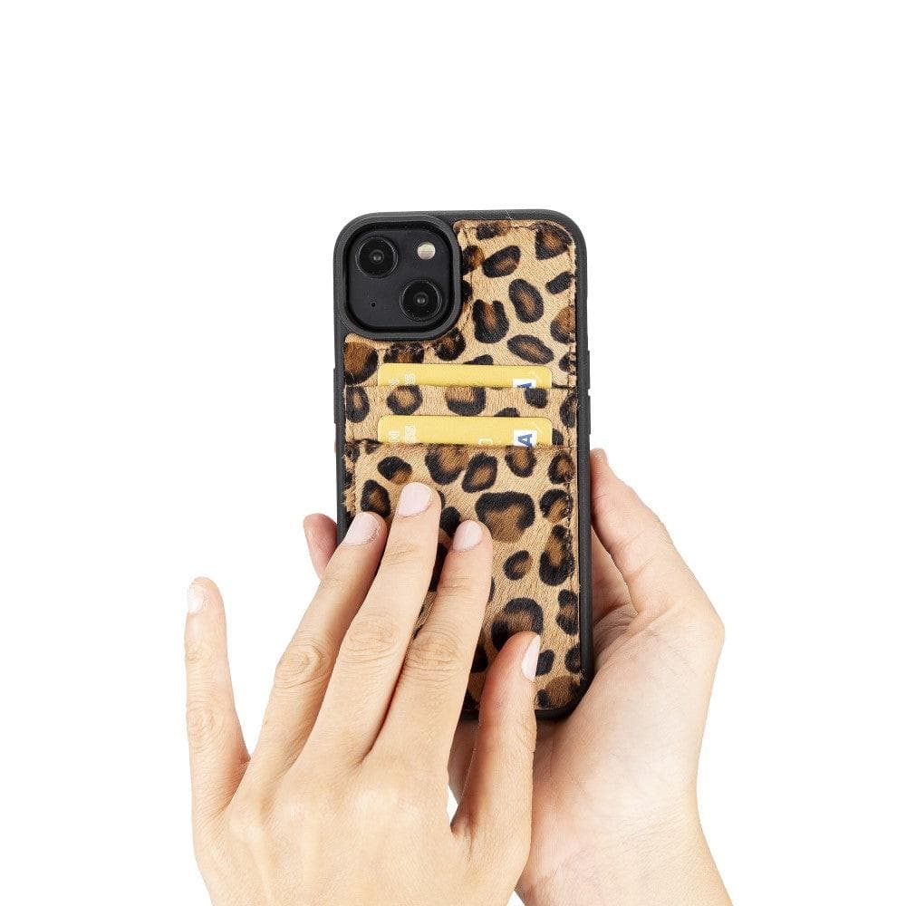 Étui arrière en cuir véritable à clipser pour iPhone 14 Pro (6,1") avec porte-cartes 